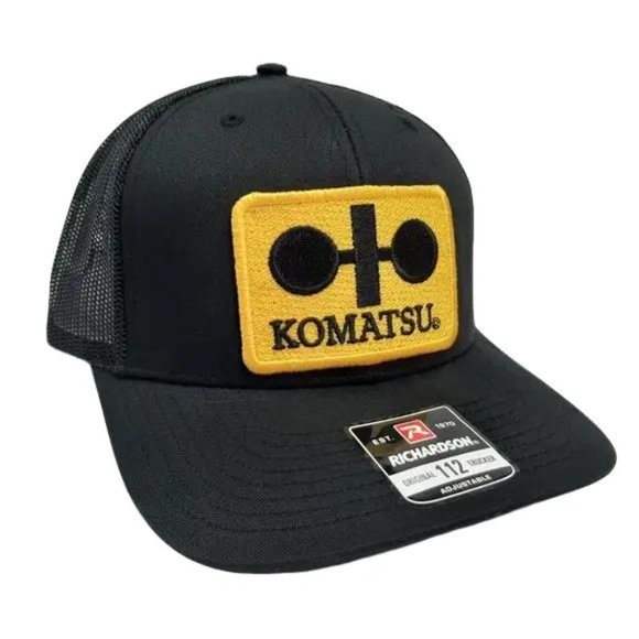 Retro Vintage Style Logo Komatsu Embroidered Patch Richardson 112 Trucker Hat - Picture 1 of 5